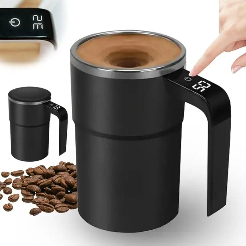 Electric Self-Stirring Coffee Mug with LCD Thermometer – Rechargeable Stainless Steel Cup for Office & Travel