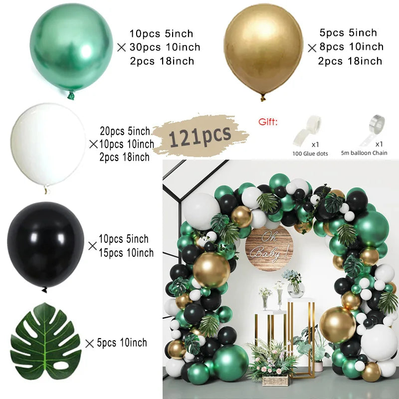 Black and Gold Balloons Garland Arch Kit with Starburst Foil Balloons for Wedding Birthday Family Party Decorations Supplies