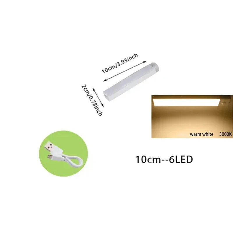 Rechargeable Motion Sensor LED Cabinet Light – Magnetic Wireless Strip for Kitchen, Wardrobe & Closet