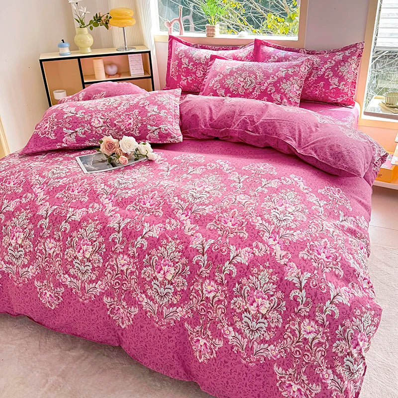 Printed three-piece set, one duvet cover and a pair of pillowcases (unpadded), suitable for bedrooms, hotels