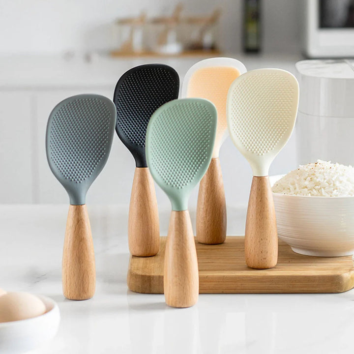 1Pcs Silicone Non-Stick Cooking High-Temperature-Resistant Spoon Anti-Scalding Pot Rice Durable Kitchen Gadgets