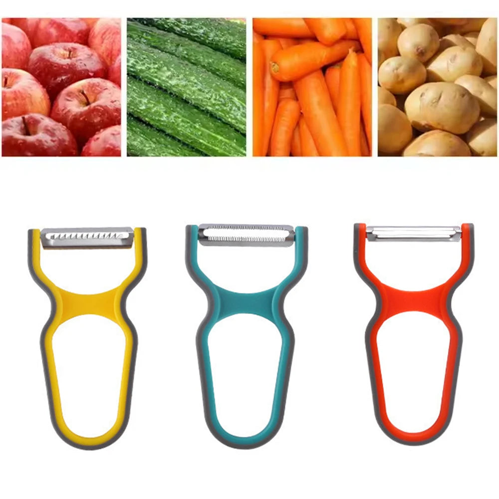 Stainless Steel Peeler - Swivel Blade Vegetable & Fruit Peeler for Kitchen, Ergonomic Non-Slip Handle (Potato, Apple, Carrot)