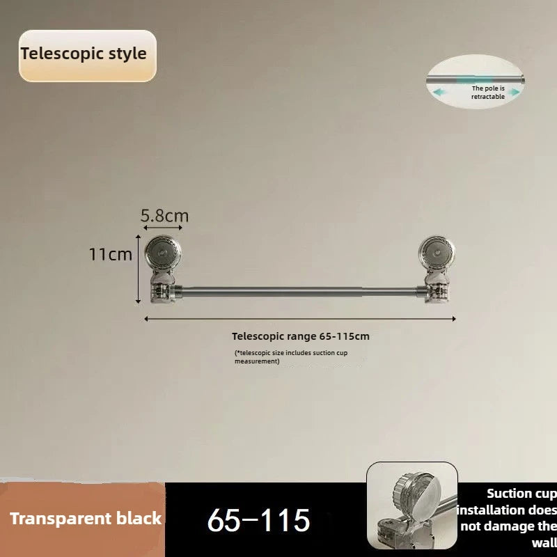 Retractable Suction Cup Wall Towel Rack no drilling Single Rod Towel Holder Kitchen Bathroom Organiser Shelf Accessories