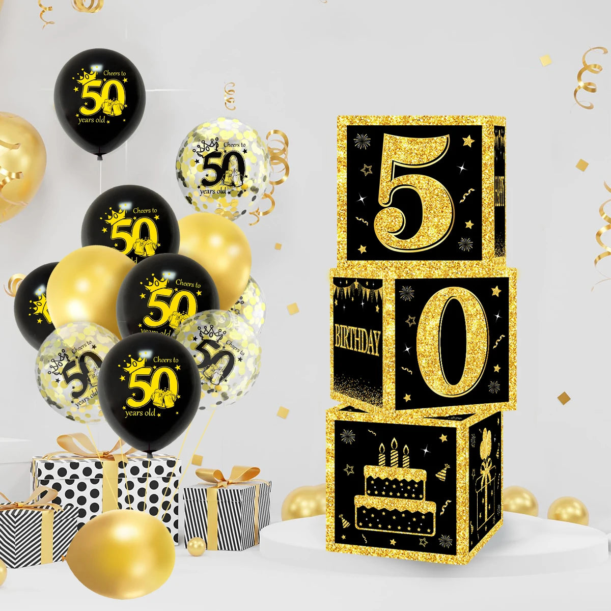 Happy Birthday 40 50 60 Latex Balloons for Adult Birthday Party Decoration 40th 50th 60th Confetti Balloon Anniversary Supplies