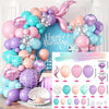 127pcs Mermaid Balloon Arch Set, Pink Purple Orange Blue Dot Balloon Ocean Theme Mermaid Princess Birthday Party Decoration