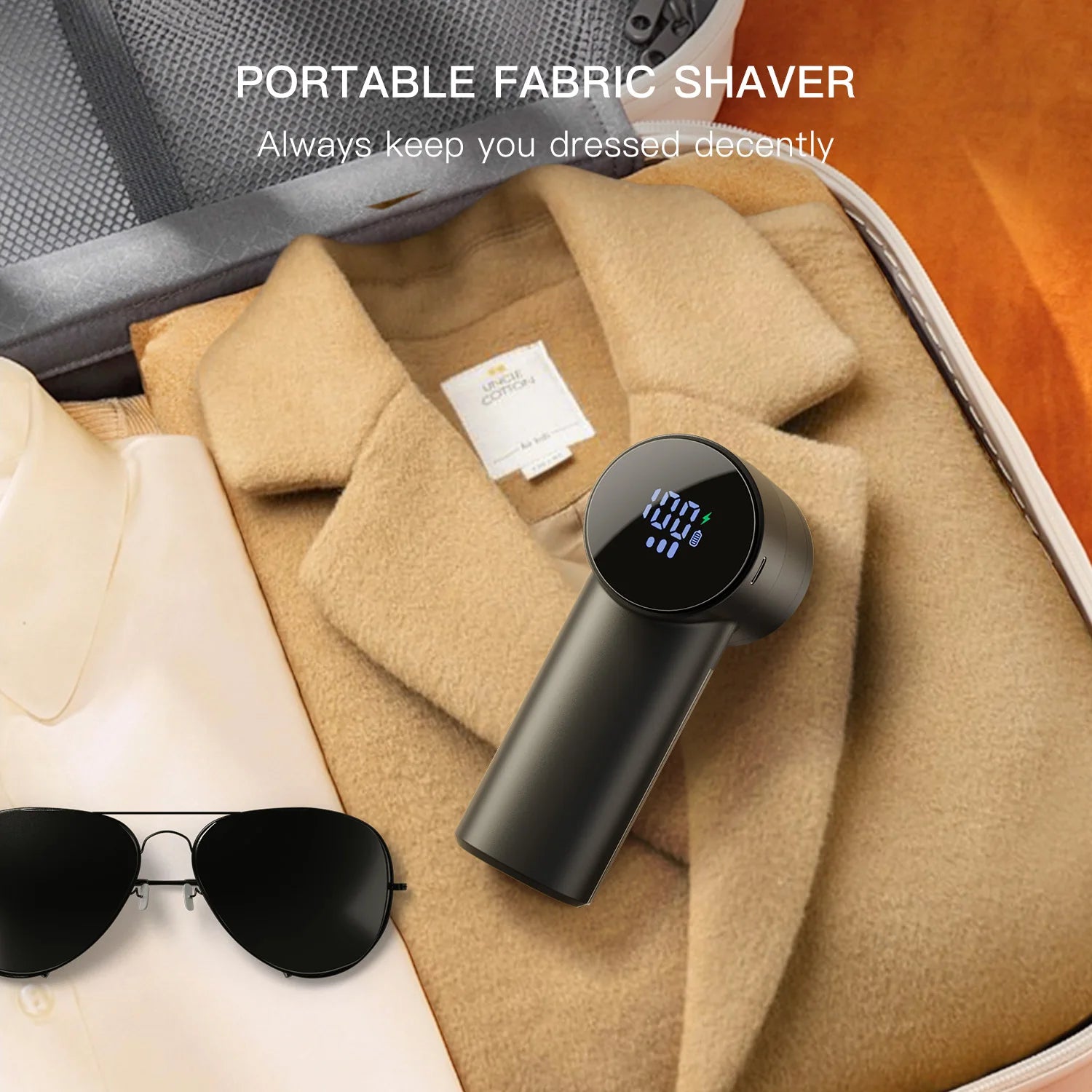 Fabric Shaver Rechargeable Lint Shaver with Digital Display 3-Speeds Sweater Shaver Electric Portable Lint Remover for Clothes