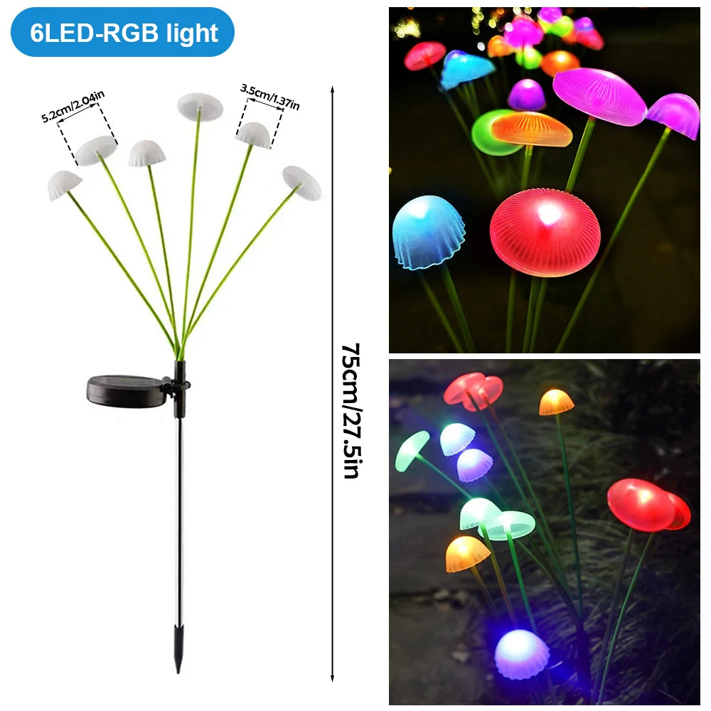 Lampe solaire LED en forme de méduse et de champignon, éclairage décoratif de jardin, étanche et économe en énergie, idéal pour une pelouse ou une cour