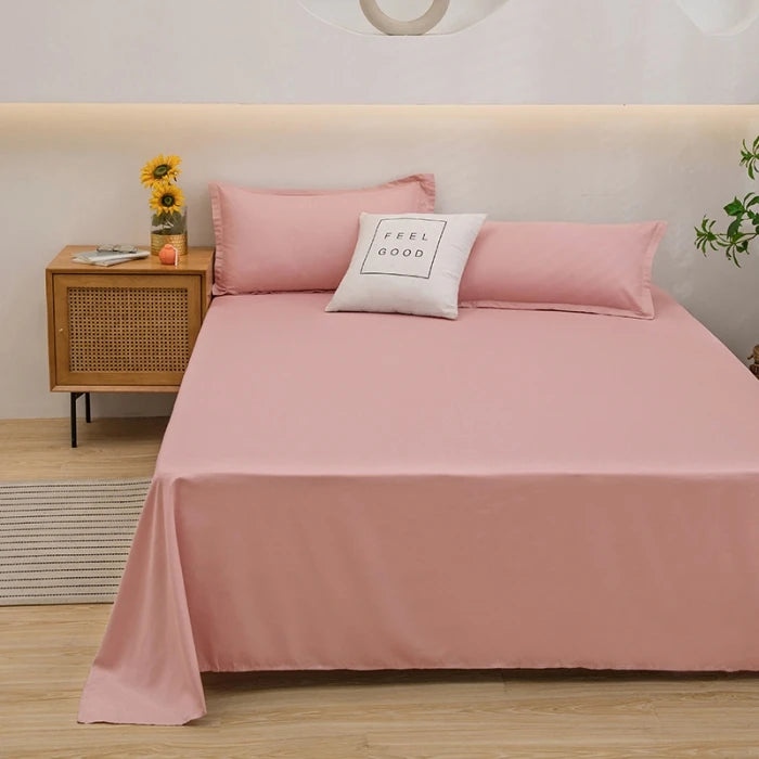 1 pc Bed Flat Sheet for Double Bed Plain Solid Color Top Sheets Single/Queen/King Flat Bedsheets Soft Home Bed Linen Sheets