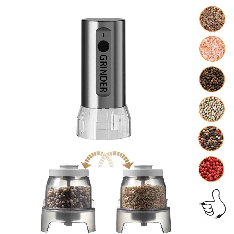 Multifunctional Electric Pepper & Seasoning Grinder – Type-C Rechargeable Sea Salt Spice Mill