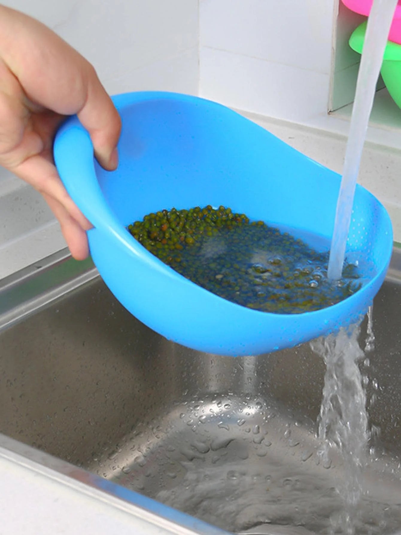 Kitchen washing rice magic washing rice sieve washing rice basin fine hole does not leak rice kitchen household washing vegetabl
