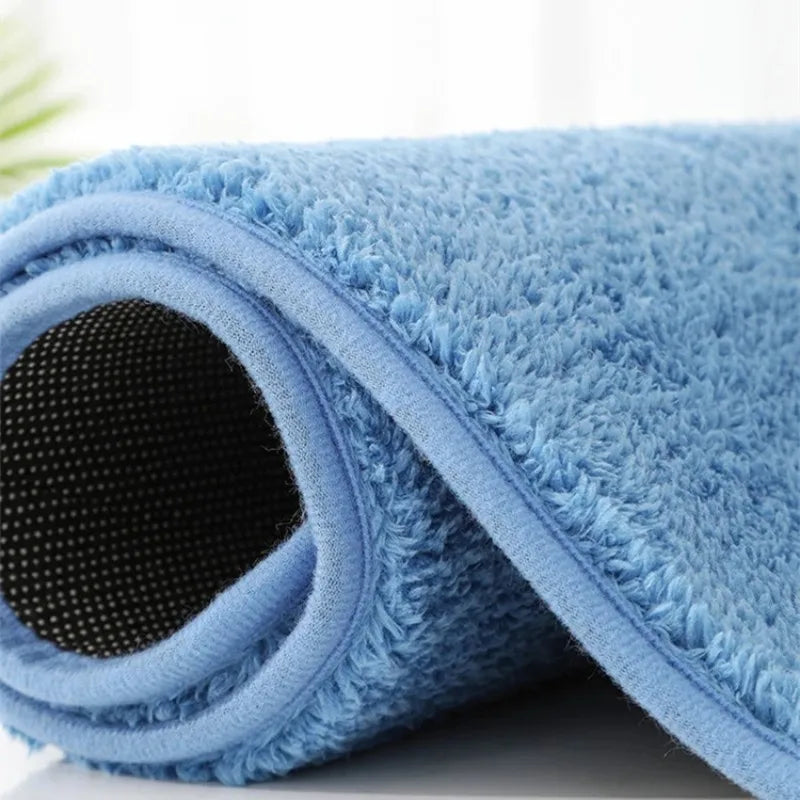 Fluffy Bathroom Bath Mat Anti-slip Bath Carpets Doormat For Toilet Absorbent Floor Rug Beside Bathtub Wash Basin Washable