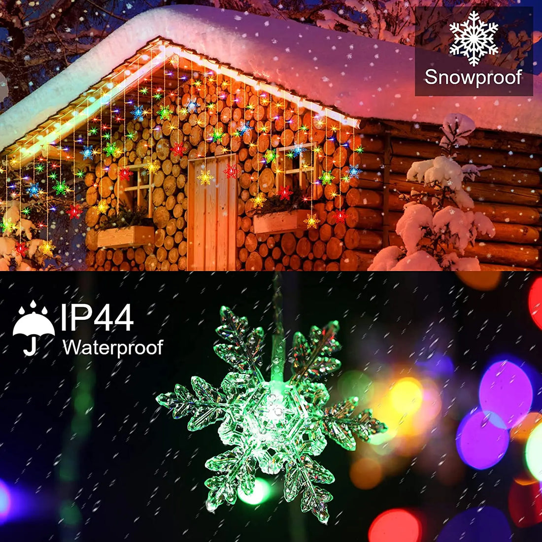 snowflake Christmas Decoration 2025 Street Garlands on The House LED Icicle Lights Outdoor Waterproof Curtain Fairy String Light