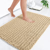 Hapihappy Chenille Bath Mat Luxury Bath Mat Soft Thick Absorbent Bathroom Mat Non-Slip Machine Wash Plush Bath Mats for Bathroom