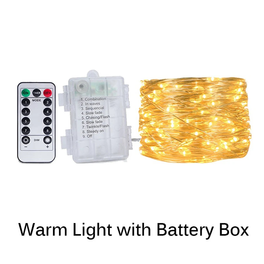 Led String Light Christmas Fairy Light USB Battery Remote Garland Copper Wire LED Lamp for Wedding Party Decoration 10M 20M