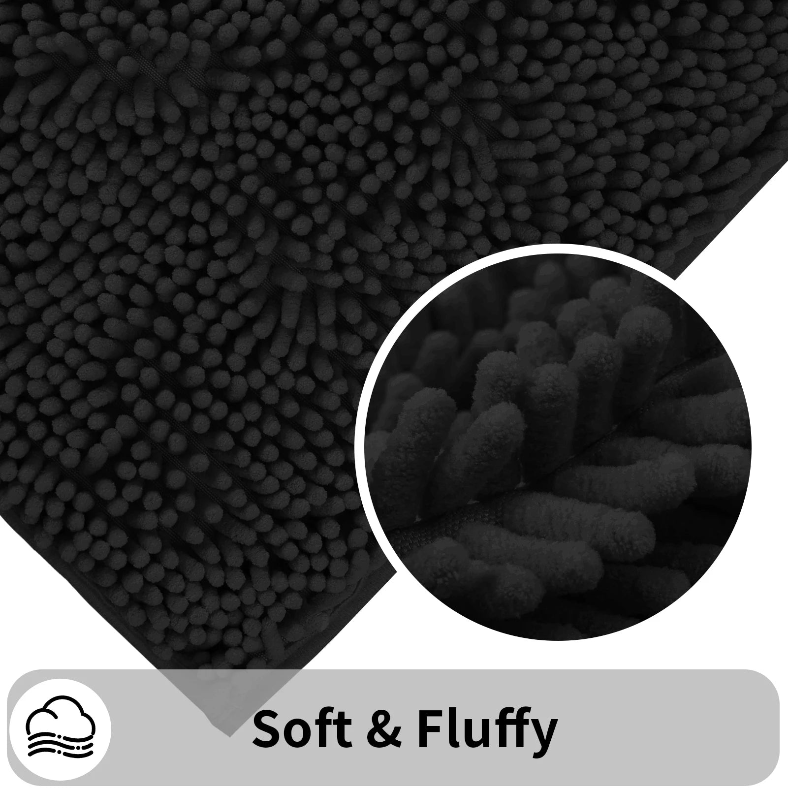 Toilet Rugs U Shaped Washable Bathroom Mat Extra-Soft Plush Rug Chenille Microfiber Super Absorbent Shaggy Machine Wash & Dry