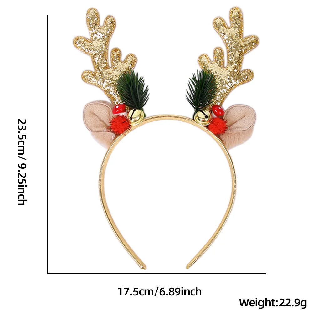 Christmas Headband,Glitter Deer Antlers Headband,Christmas Party Decoration for Kids,Women Hair Decoration