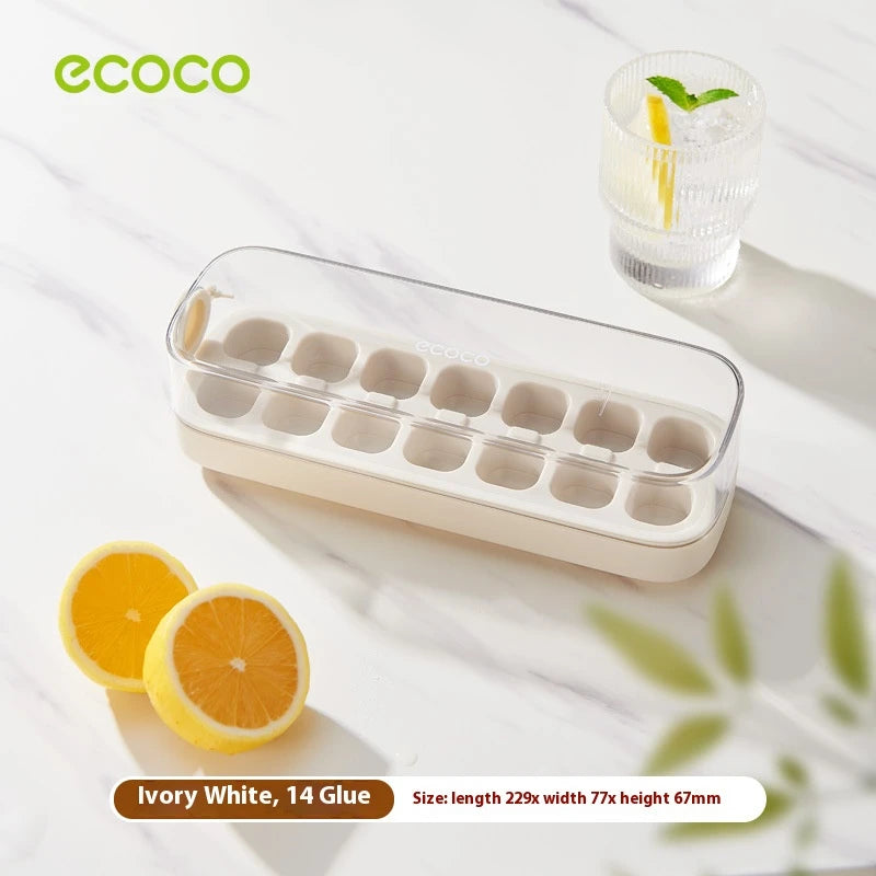 Ice Cube Tray with Lid & Bin – Quick-Fill Easy Press No-Touch Release Freezer Mold (7/14/21 Pcs)
