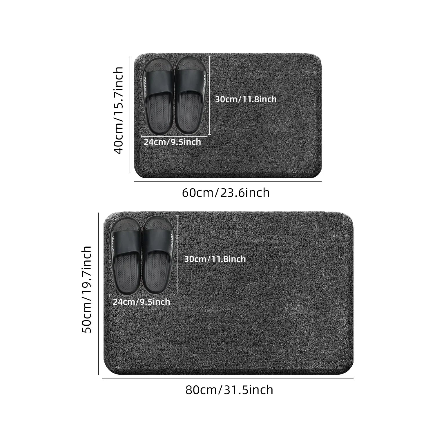 Rounded and thickened bathroom floor mat, bathtub absorbent mat, plush material, anti slip foot mat, entrance door mat, bathroom