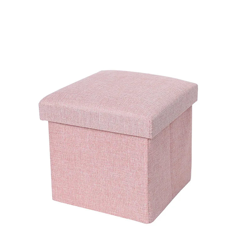 Foldable Storage Stool Box Multifunctional Fabric Storage Organizer Stool Boxes With Padded Seat Home Organization Sundries Box