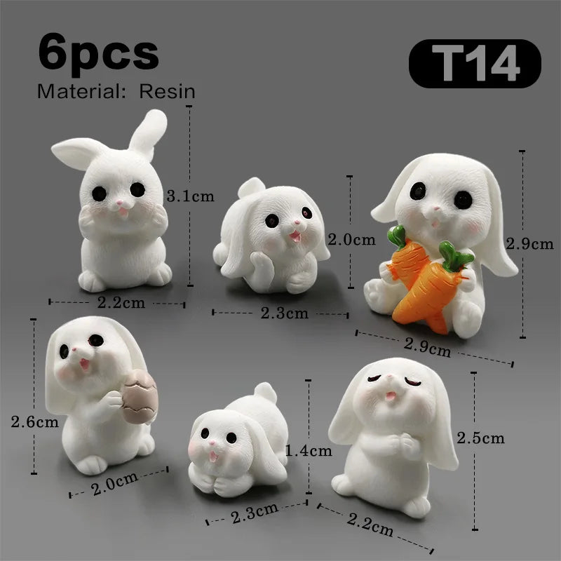 Halloween Christmas Easter White Rabbit Figurine DIY Home Decor Miniature Fairy Garden Dollhouse Decoration Accessories Modern