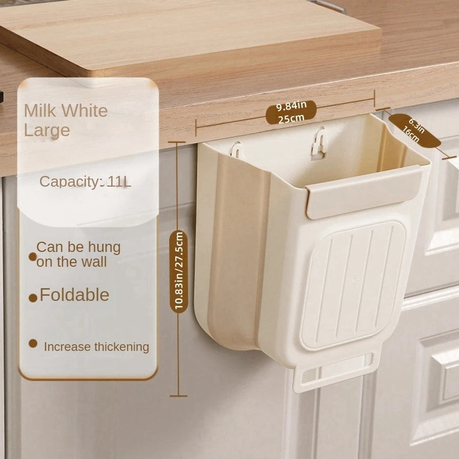 Suspended Foldable Trash Can – Wall-Mounted Kitchen Cabinet Door Waste Bin