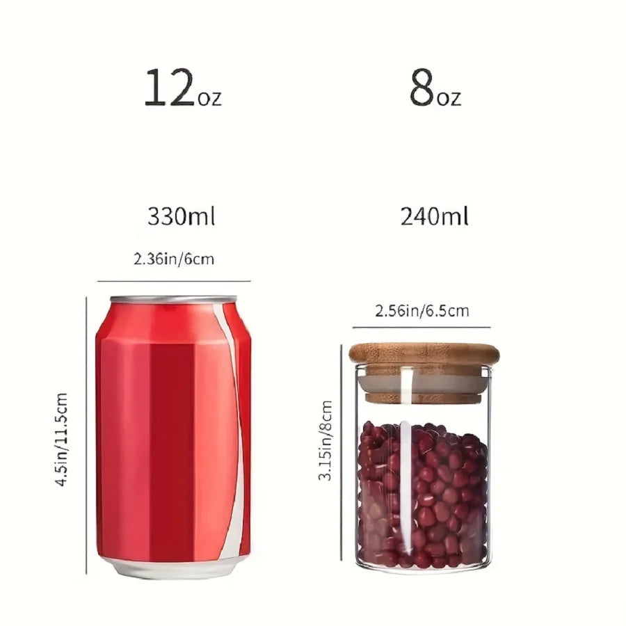 12 tarros de especias de vidrio con tapa de bambú, recipientes herméticos de 237 ml con etiquetas negras, tarros vacíos para especias, sal y azúcar.