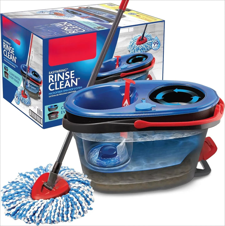 NEW   RinseClean Spin Mop & Bucket System | Clean with Clean Water | Removes 99% of Bacteria ,Fast delivery