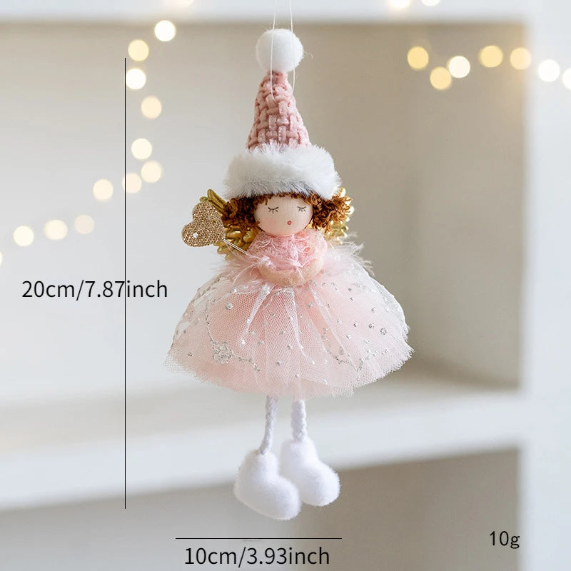 New Christmas Mouse Doll Pendant Girl Ballet Angel Christmas Tree Pendant Plush Hanging Xmas Decoration Charms New Year Gifts