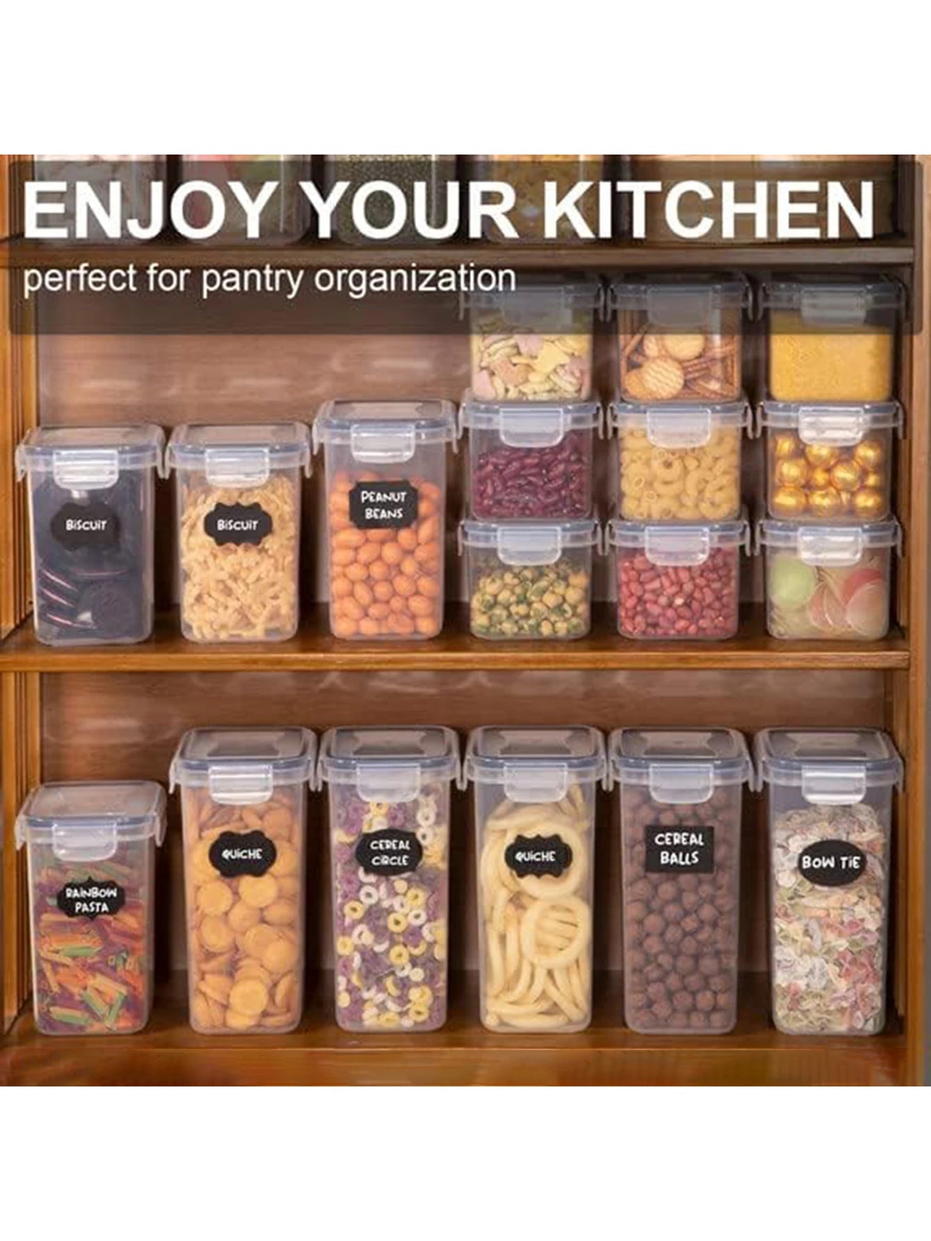 storage containers,Complete food storage containers with LIDS, clear food jars, moisture-proof sealed crisper for cereals,
