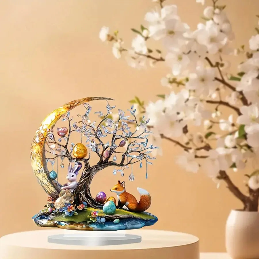 2D Flat Cute Easter Bunny Acrylic Standing Brand with Stand Tabletop Decoration Room Decoration Sign Perfect Gift