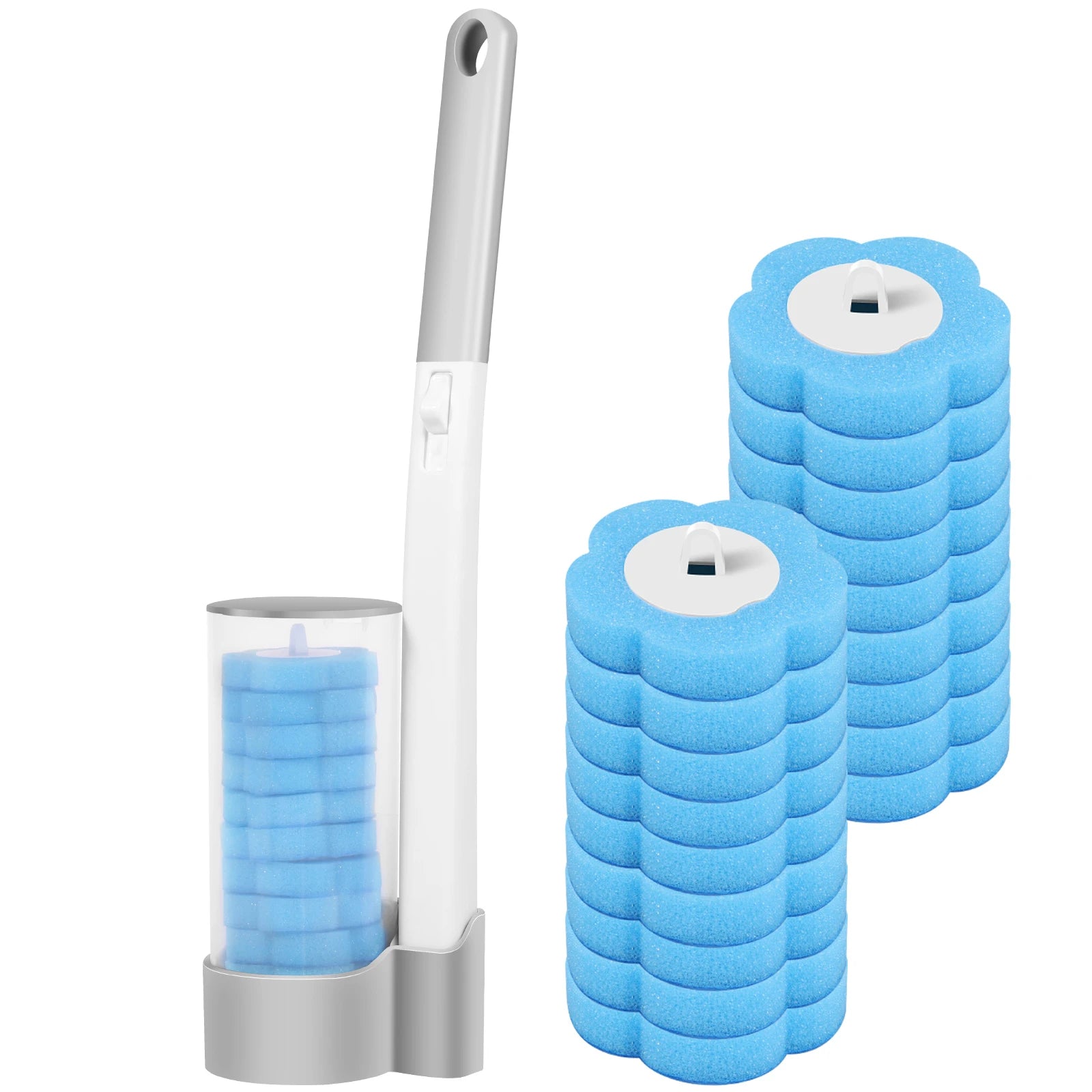 Wall-Mounted Disposable Toilet Brush with Long Handle & Replaceable Heads