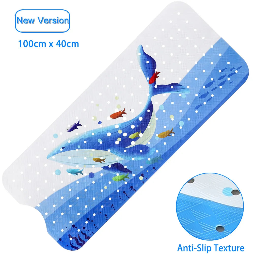 Large Cute Cartoon PVC Bath Mat Anti-Slip Shower Bathtub Mats With Sucker Soft Massage Pad Kid's Elder Bathroom Carpet Rug