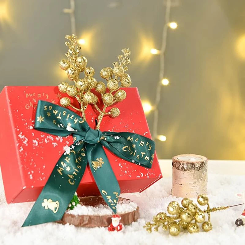 10Pcs Christmas Decoration Artificial 15heads Sparkling Berry Bouquet Xmas Tree Ornaments for Home Decor New Year Party Supplies