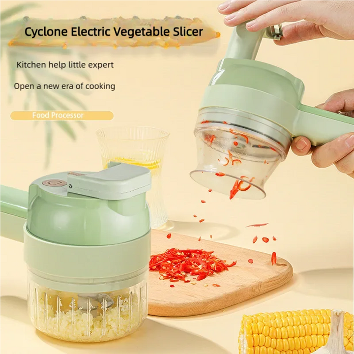 4In1 Electric Vegetable Cutter Set Handheld Wireless Electric Garlic Masher Food Chopper Meat Grinder Machine Food Peel Slice