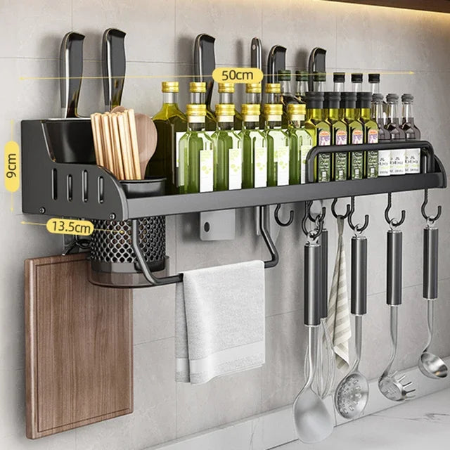 Kitchen Storage Rack Multifunctional Cutting Board Holder Wall Spice Rack Utensils Rack for Kitchen Seasoning Holder Organize