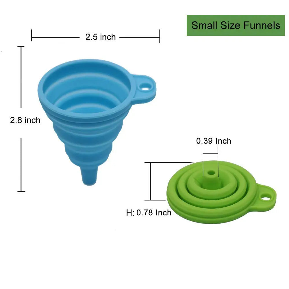 2PCS Silicone Folding Telescopic Long Neck Funnel Creative Household Liquid Dispensing Mini Kitchen Tools Random color