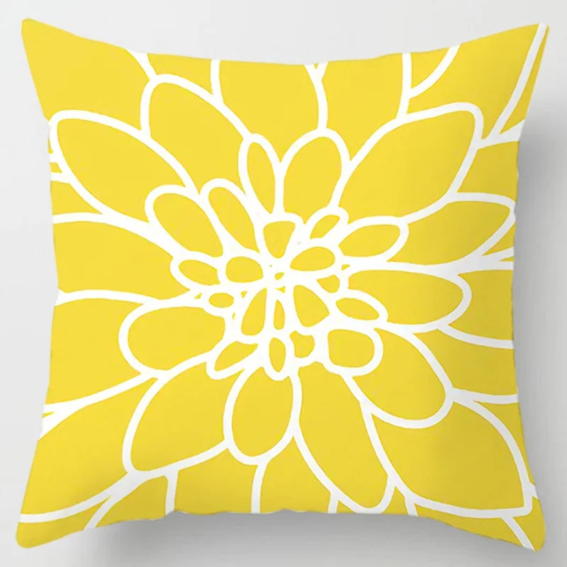 Modern Simple Yellow Flower Pillowcase Home Sofa  Lumbar  Cushion  Pillow