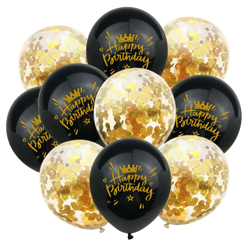 10Pcs/set Happy Birthday Latex Balloons 12inch Helium Confetti Air Globos Kids Adult Birthday Party Decoration Supplies