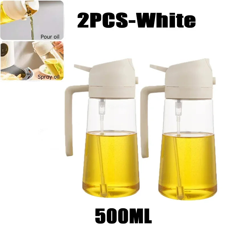 2 in 1 Kitchen Oils Spray Bottle Olive Sprayer Oil Spray Oil Sprayer Plastic for Cooking BBQ Baking Oils Dispenser Accessories