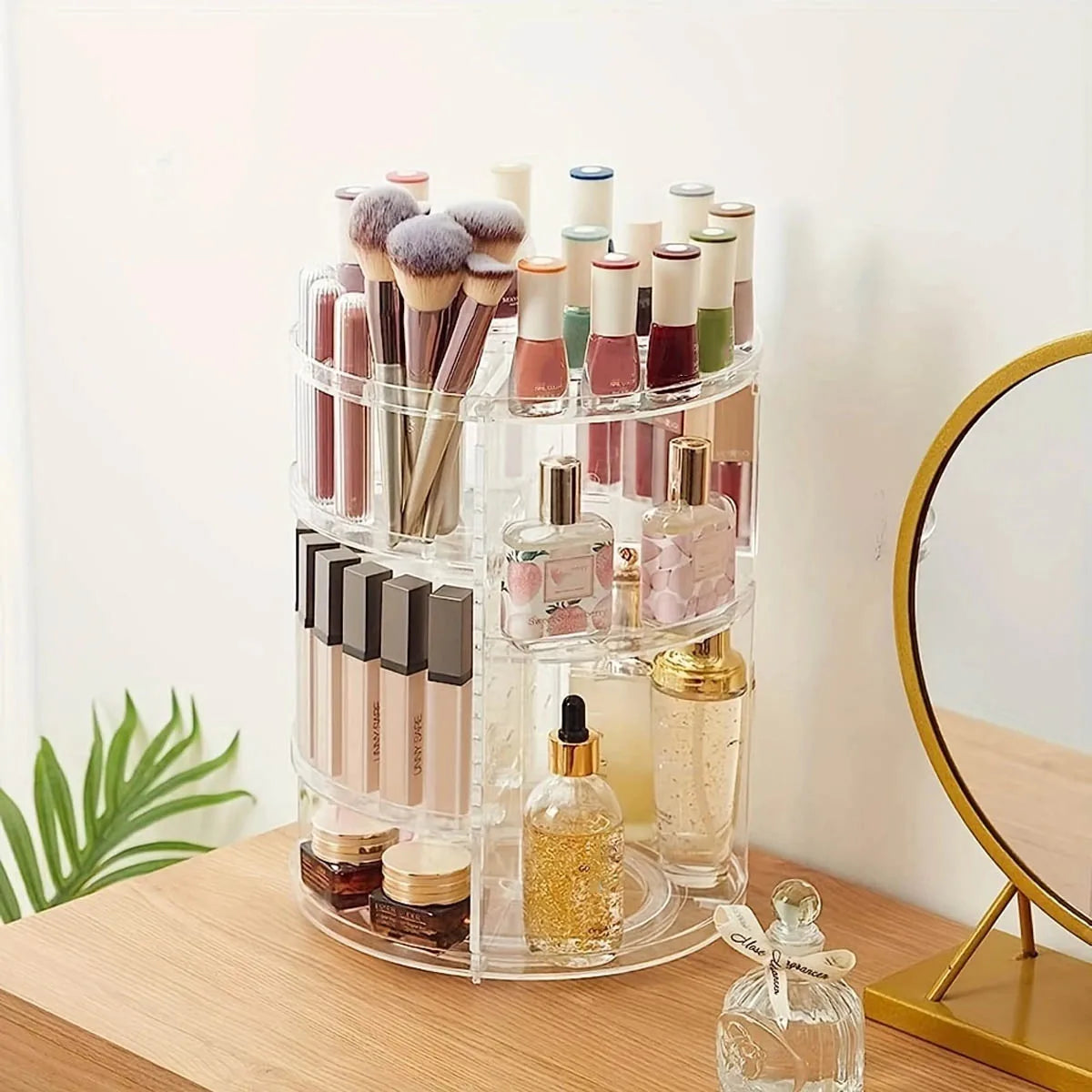 360° Rotating Makeup Organizer for Bathroom Countertop Storage