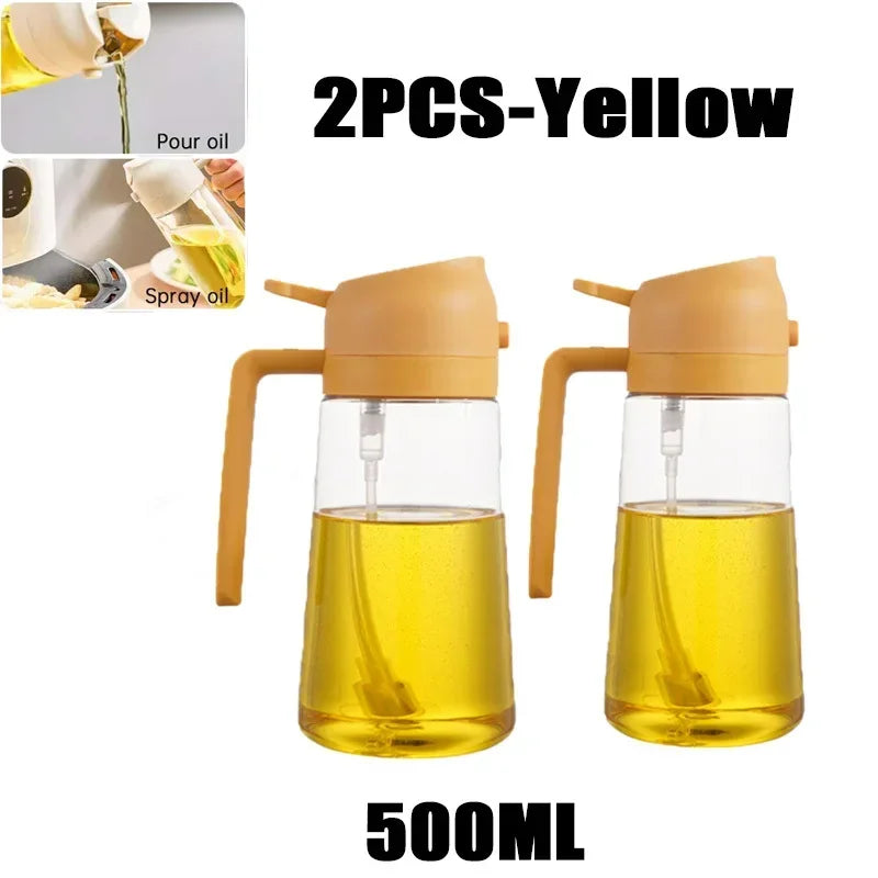 2 in 1 Kitchen Oils Spray Bottle Olive Sprayer Oil Spray Oil Sprayer Plastic for Cooking BBQ Baking Oils Dispenser Accessories