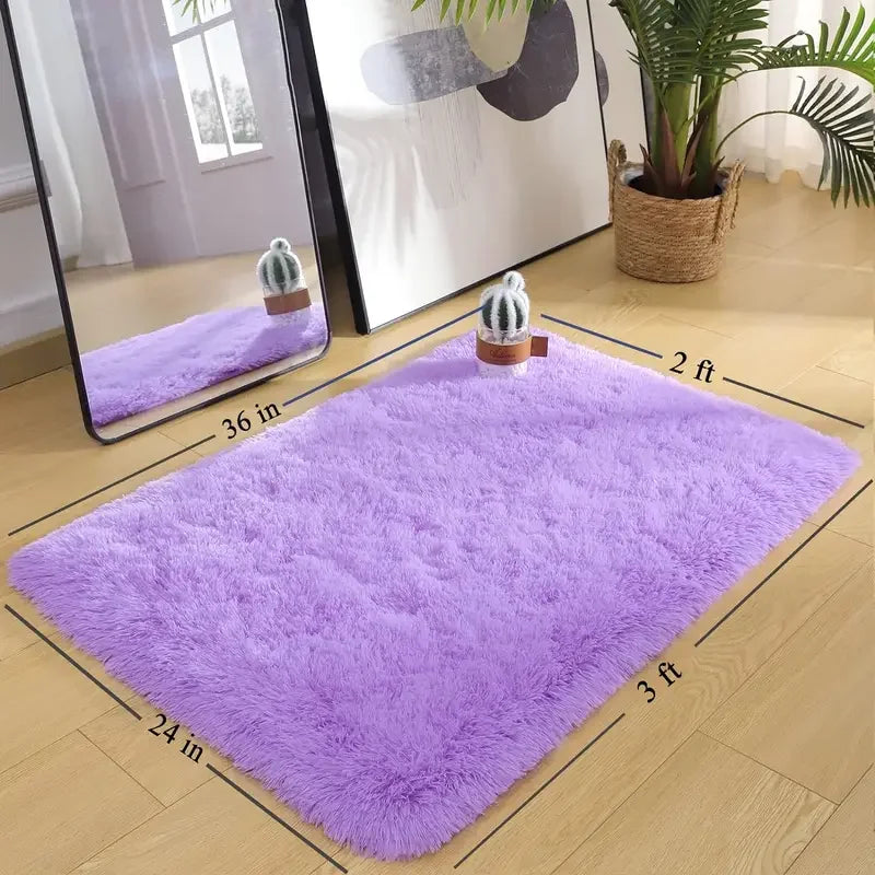 VIKAMA Children'S Room Mat Home Decor Living Room Mat Tie-Dye Gradient Silk Wool Carpet Entry By Mat Plush Soft Fluffy
