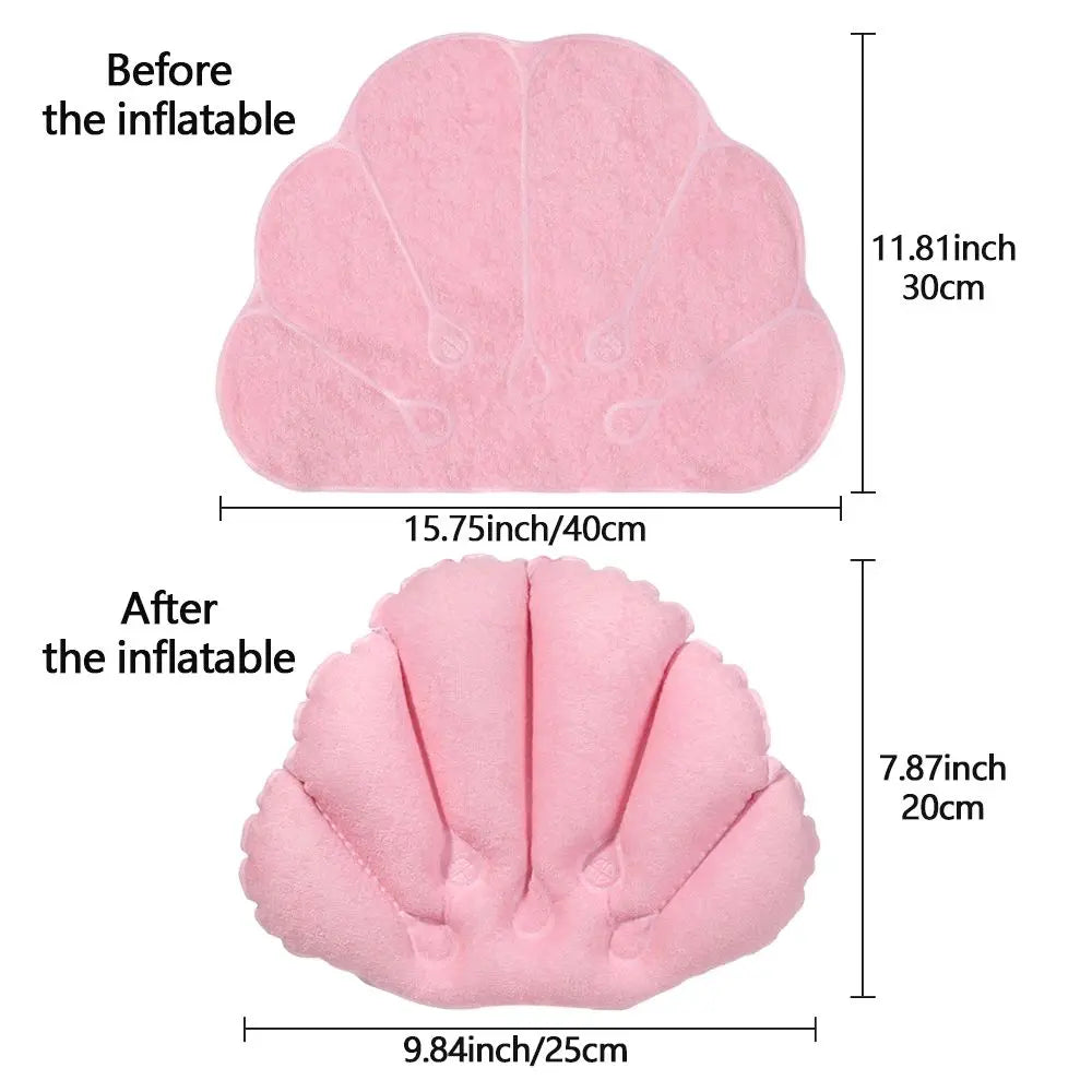 1PC Inflatable Bath Pillow With Suction Cups Soft Spa Neck Support Pillow Bathtub Anti-slip Fan-shaped Cushion Bathing Accessory