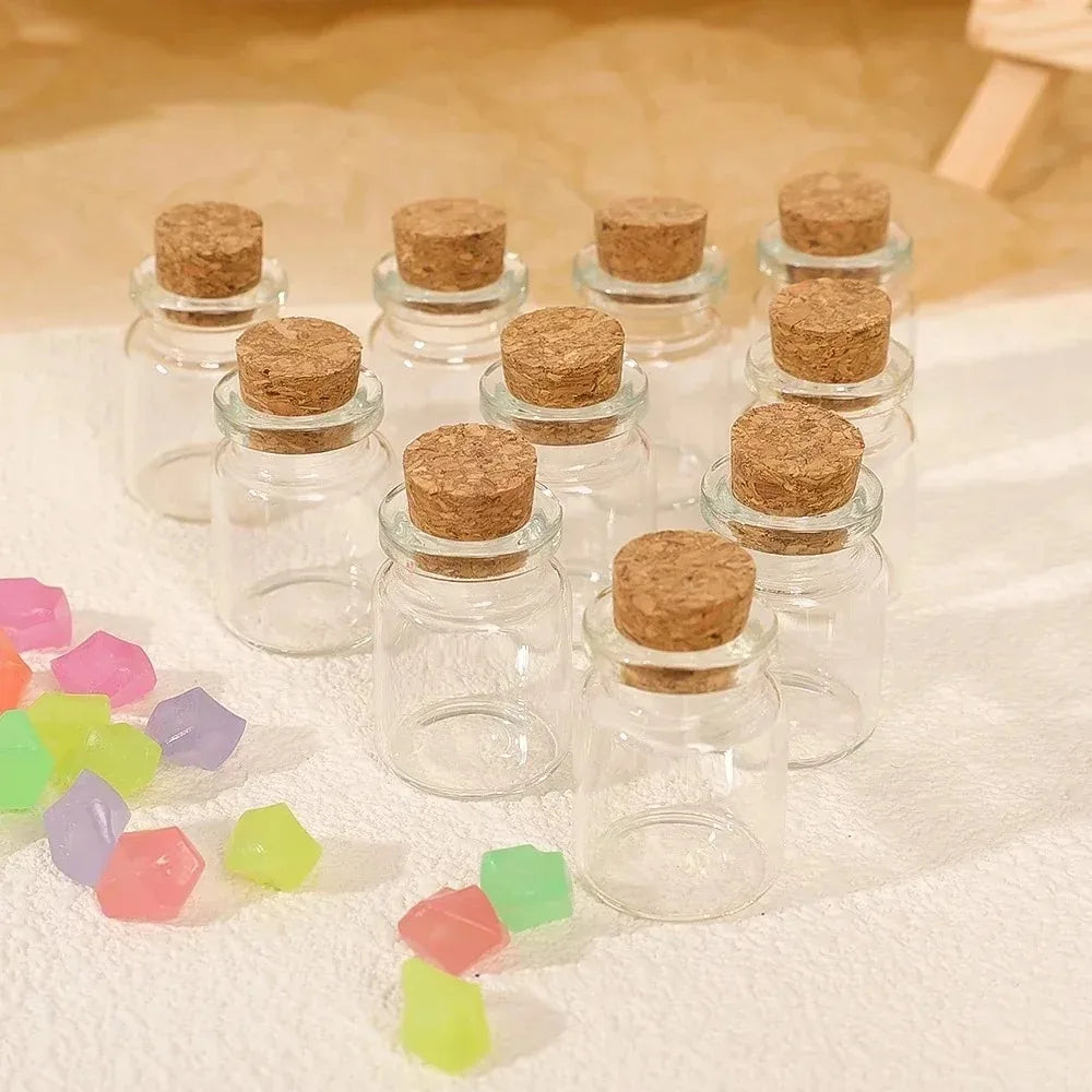 20/10PCS Cork Stopper Glass Bottles DIY Birthday Gift Transparent Empty Message Wishing Bottle Christmas Wedding Party Decor