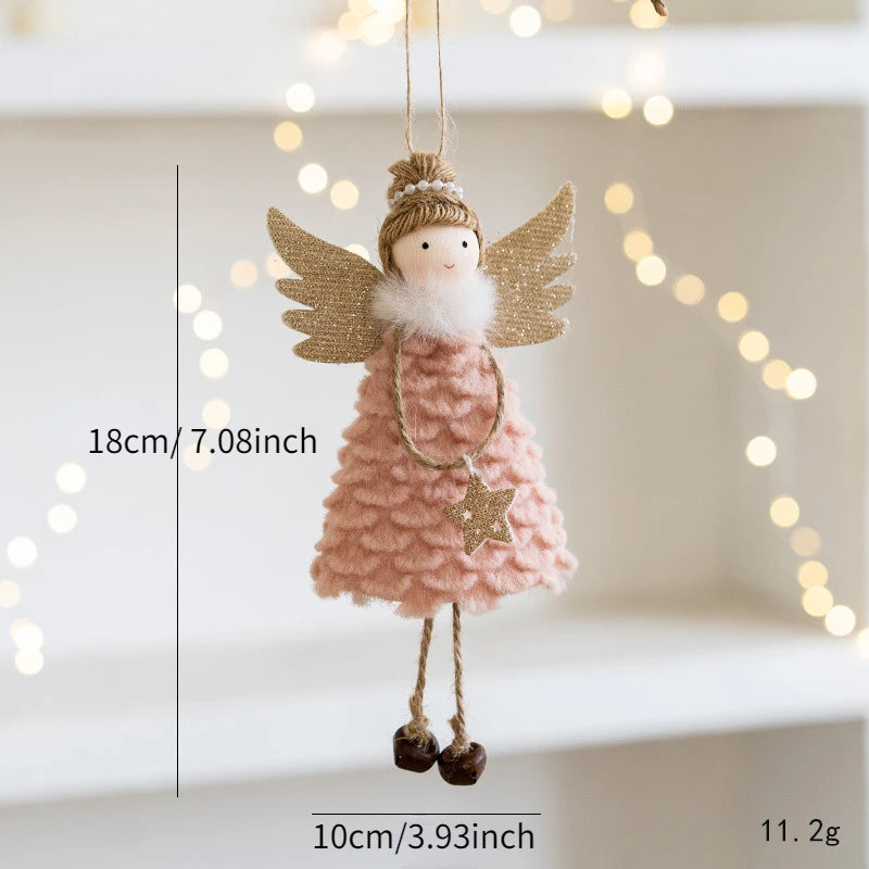 New Christmas Mouse Doll Pendant Girl Ballet Angel Christmas Tree Pendant Plush Hanging Xmas Decoration Charms New Year Gifts