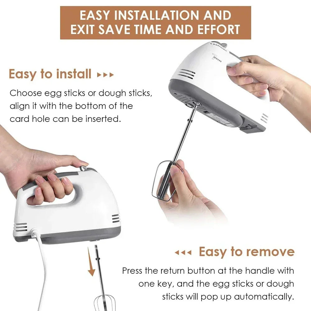Electric Professional Handheld Blender Mixer, Egg Beater, Automatic Cream Blender for Dough Cake Baking Pastry Food Processor