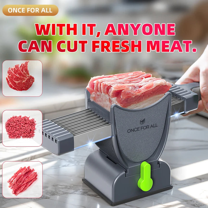 Manual Stainless Steel Meat Cutter & Chopper – Miniature Slicer for Strips, Dices & Slices at Home