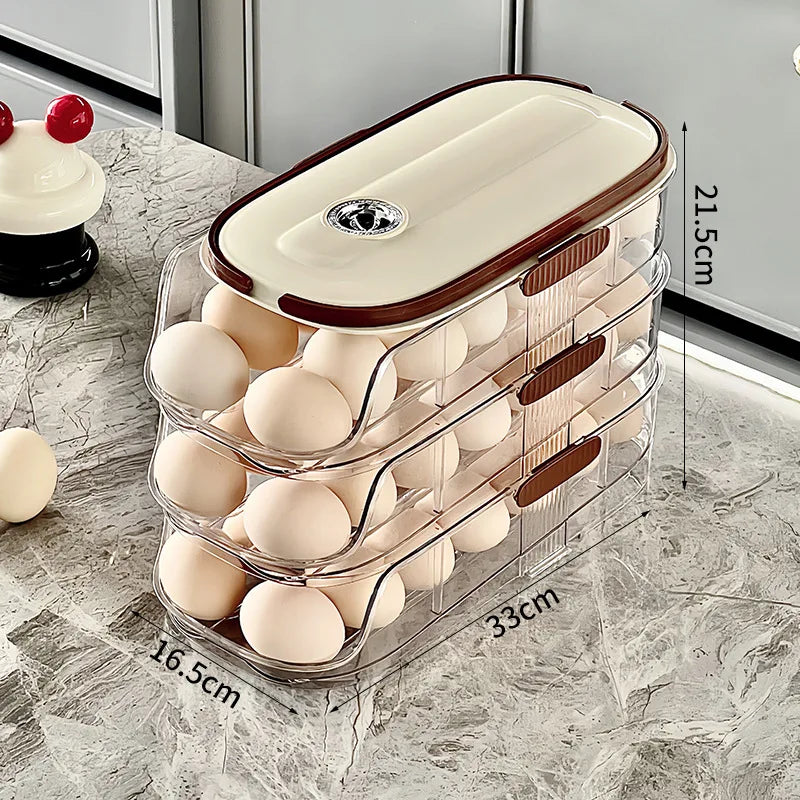 1PCS Home Refrigerator Egg Storage Box Automatic Rolling Eggs Holder Rack Egg Roller Organizer Kitchen Countertop Egg Shelf