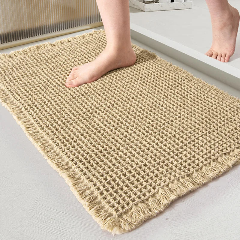 Woven Microfiber Bathroom Floor Mat – Absorbent Anti-Slip Entrance Carpet & Toilet Foot Mat for Bathroom & Home