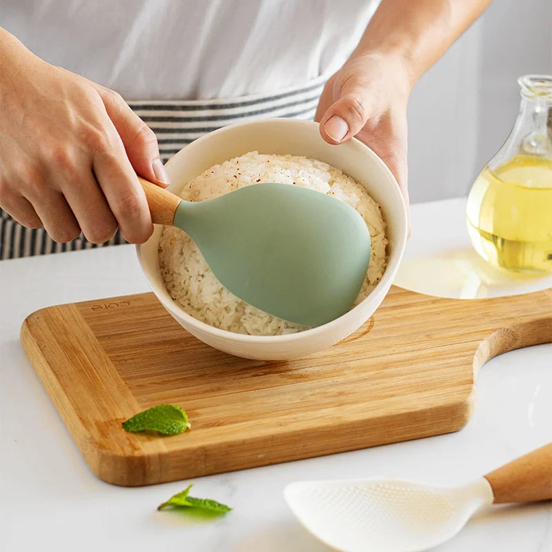 1Pcs Silicone Non-Stick Cooking High-Temperature-Resistant Spoon Anti-Scalding Pot Rice Durable Kitchen Gadgets